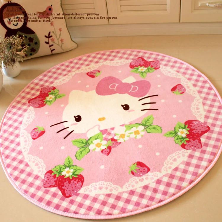 

Round Size Cartoon Hello Kitty Home Living Room Girl Bedroom Play Carpet