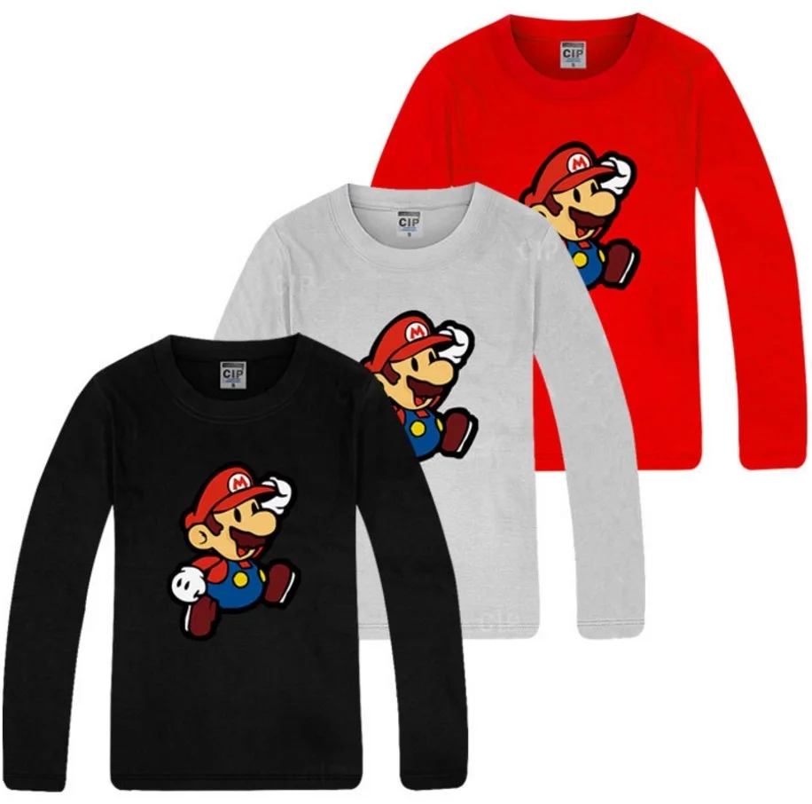 Super Mario Bros Boys Long Sleeve T-Shirt red
