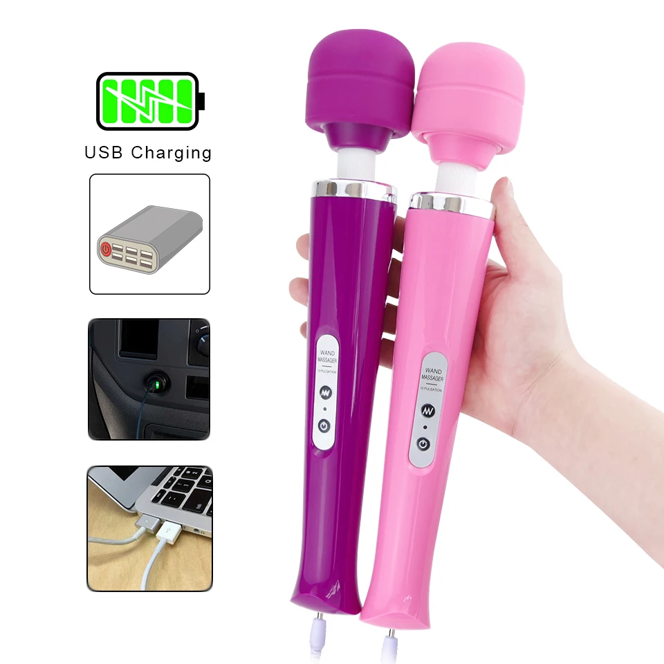 DOMI Sex Shop USB Charging Magic Wand Massager font b Pussy b font Stimulation Powerful Stick