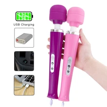 DOMI Sex Shop USB Charging Magic Wand Massager font b Pussy b font Stimulation Powerful Stick