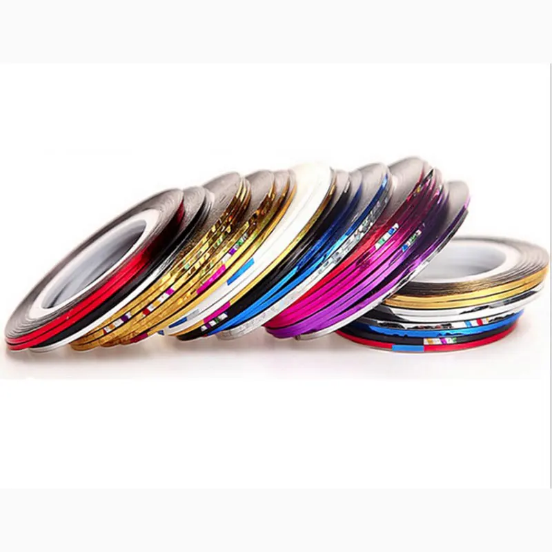 Nail Striping Tape Line 30 Rolls 1mm Silver Gold Laser Adhesive Holo 3D Sticker Decor DIY Strips Nail Art Accessories Tool nail stickers,nail art tools,nail art decoration,nail decals