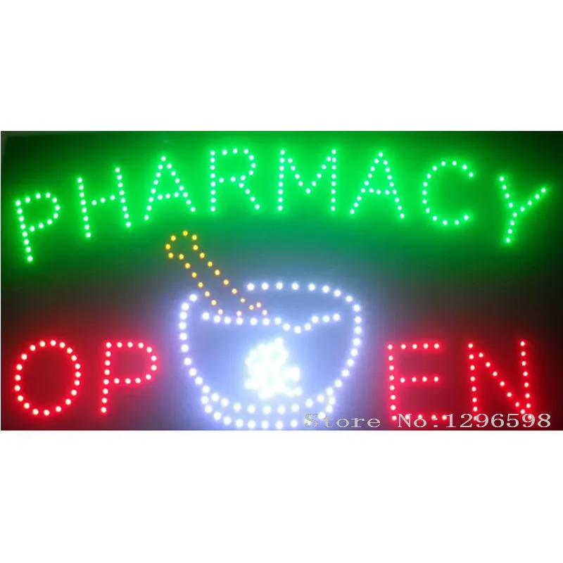 16"x12" i614-b Pharmacy Drug Stores Display OPEN Neon Sign 