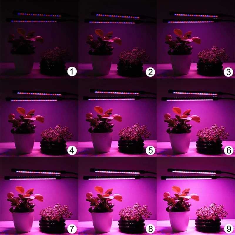 Светать для комнатных растений с красно-синими светодиодами спектра Регулируемый гусиная шея Dual Head сроки 9 затемняемых уровней 3 режима переключателя