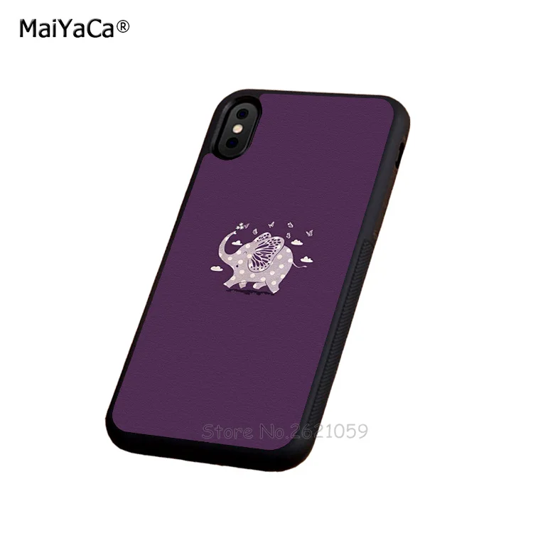 Elephant butterfly purple soft edge hard back phone case