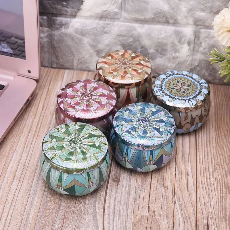 

Retro Round Tin Box Jar Tea Candy Jewelry Coin Storage Container Case Candle Sealed Cans Holder Wedding Favor Gift