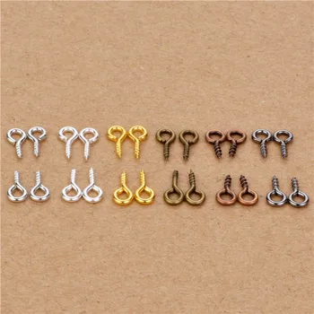 

200pcs 4x9mm Eye Eye Peg Bail Top Pins Eyepins Clasps Hook Eyelets Screw Threaded Gold Silver Rhodium Bronze Jewelry Findings