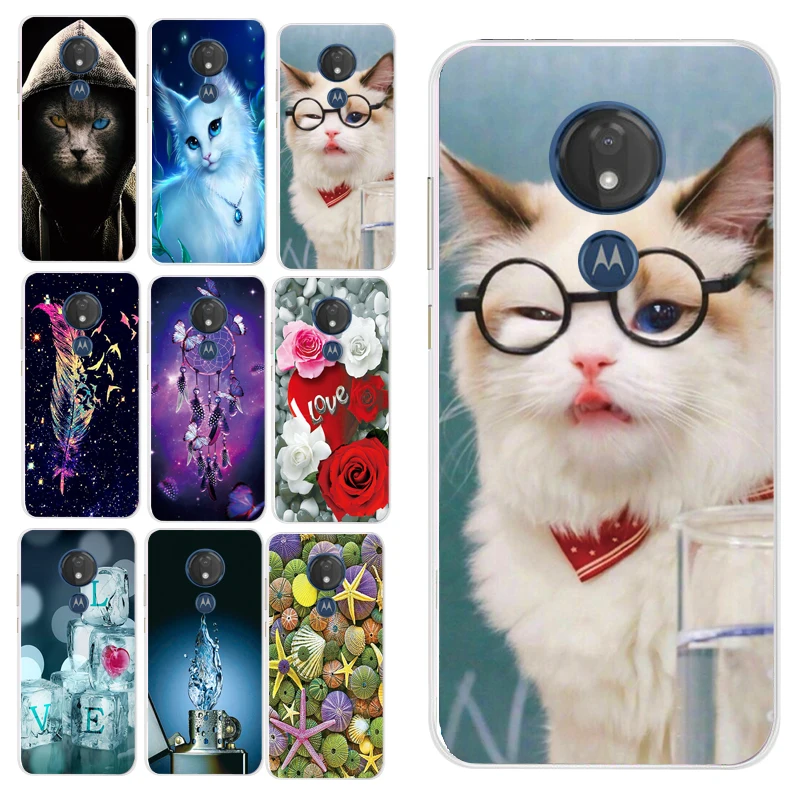 Cute Lovely Cat with Glasses Animal Print Case for Motorola Moto G7 Power Play Plus P30 Note Z3 E5 G6 Cover | Мобильные телефоны и