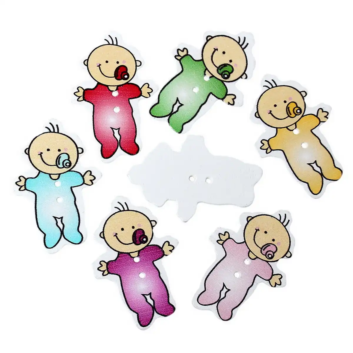 /'Baby/' Colores Mezclados Manualidades 40 Botones Madera Coser Costura 28mm X 17mm.