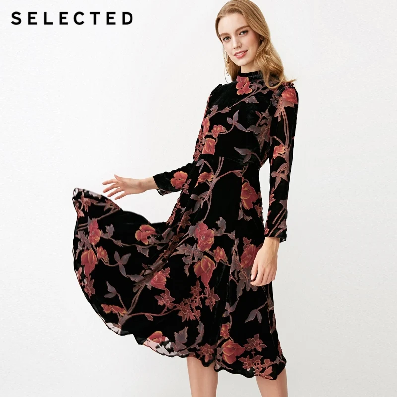 

SELECTED velvet printed long sleeve dress S | 41842J502