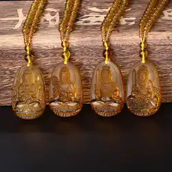 5*3 см Высокое качество уникальный природный желтый кристалл резные Будды Happy амулет кулон Цепочки и ожерелья Для женщин Для мужчин изделий