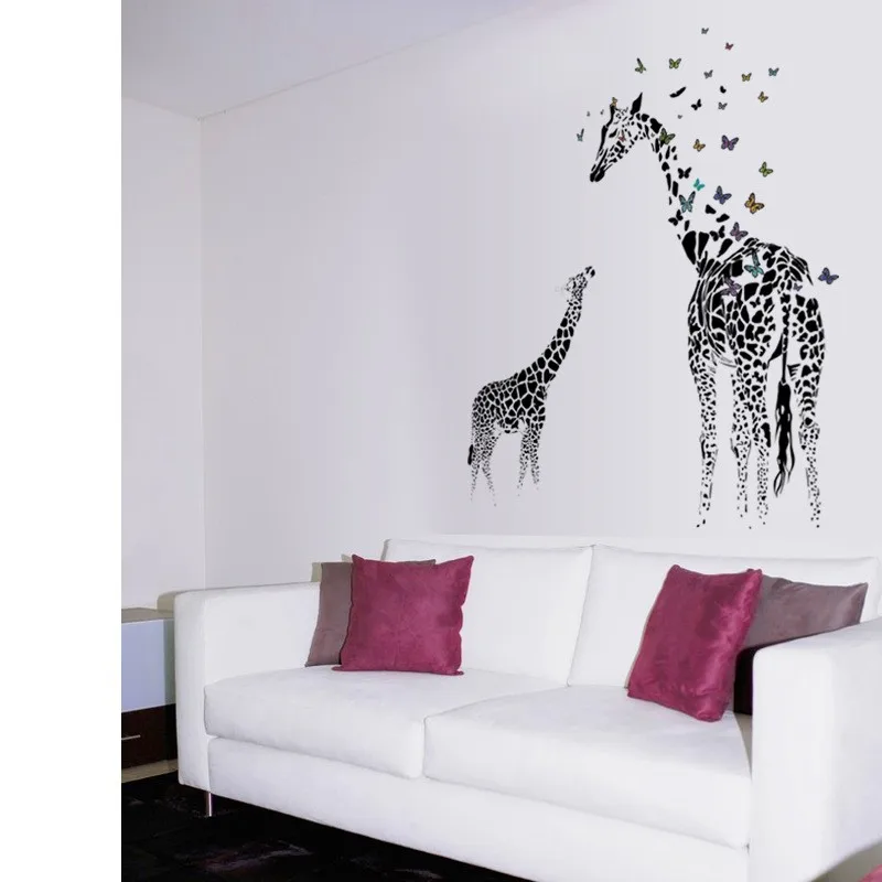 Креативные настенные Стикеры с изображением бабочки, жирафа, коридора, гостиной, модный Декор, обои, плакат, детская комната, Настенная аппликация, мотив