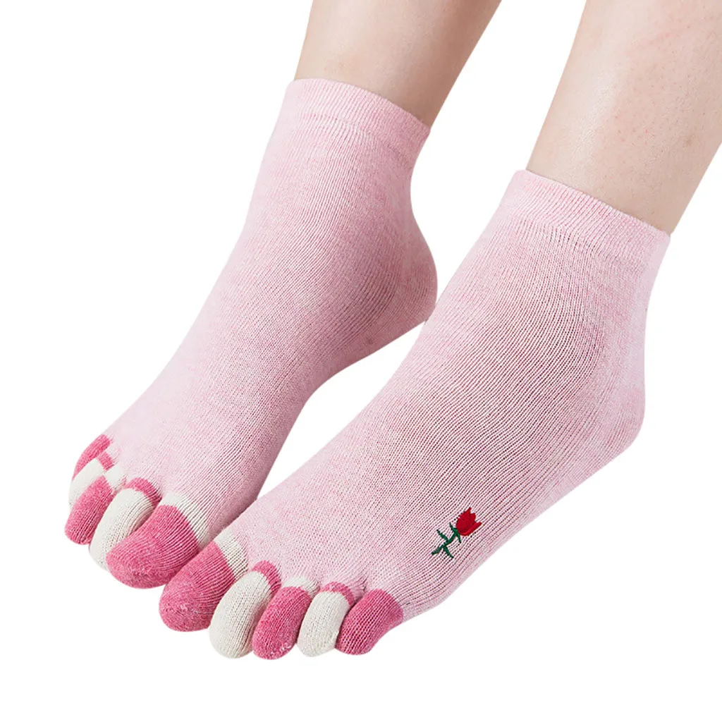 new design Women Thick Print Flower Multicolor Toe Socks Five Finger ...