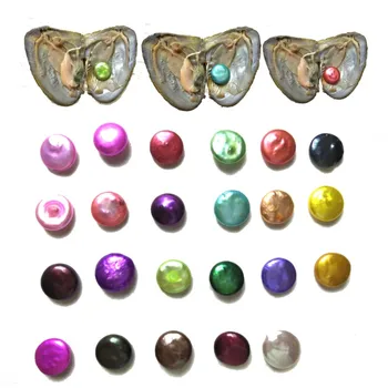 

Fashion Loose Pearl Button Shape Pearl 10-14MM AA Colorful Akoya Pearl Beads 100pcs/Lot Colored Akoya Oyster Loose Pearl Beads