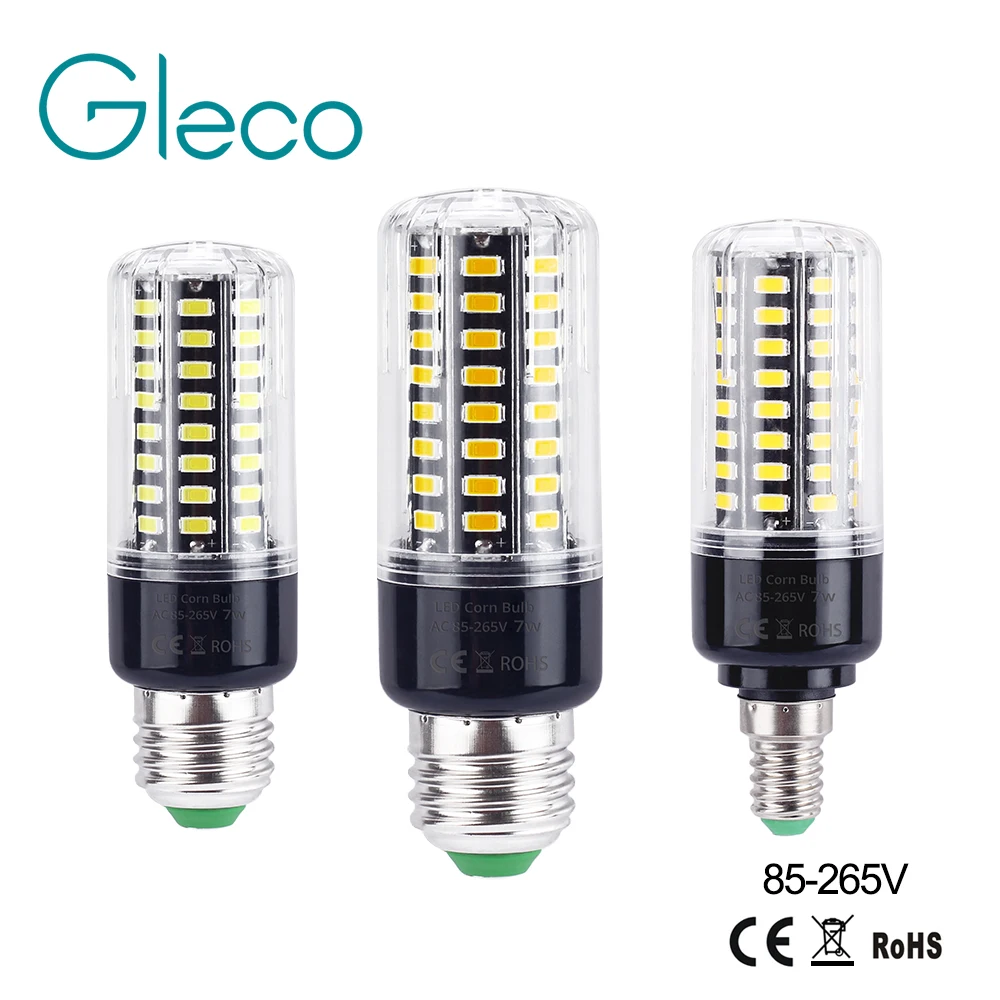 

Aluminum E27 E14 LED Corn Bulb 85-265V High Brightness 5736 SMD LED Corn Light 3W 5W 7W 9W 12W 15W No Flicker Chandelier Light