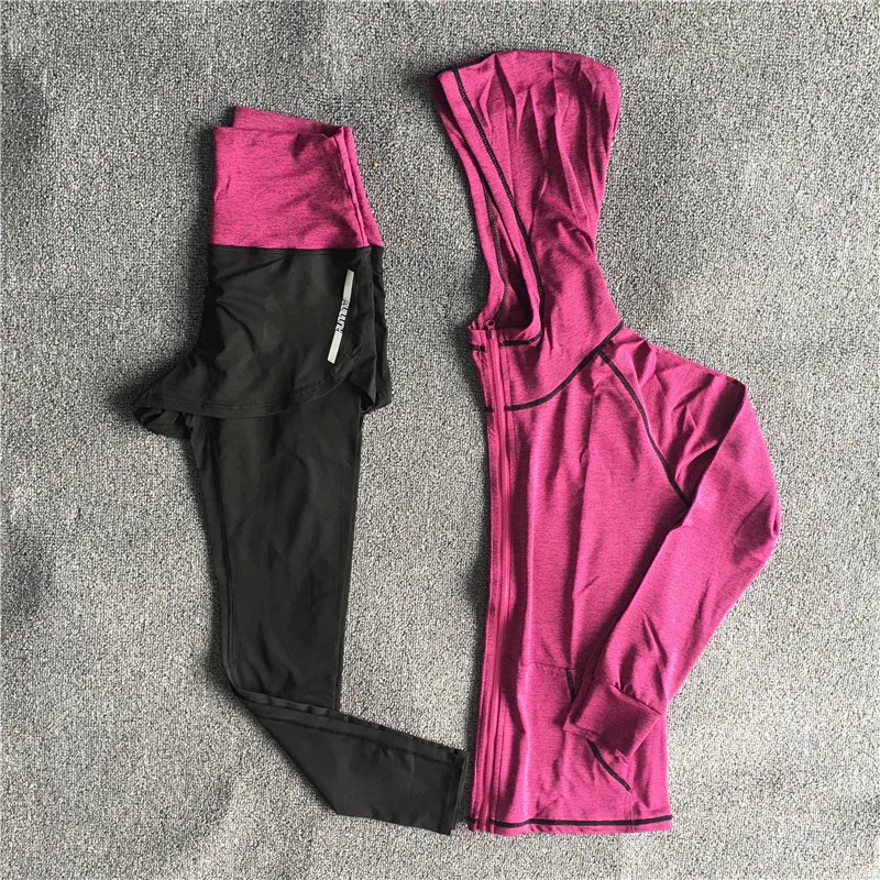 Женский комплект из 5 предметов для йоги, быстросохнущие штаны с высокой талией+ футболка+ бюстгальтер+ шорты+ пальто с капюшоном, одежда для спортзала фитнеса спортивная одежда, комплекты