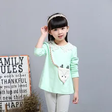 Children’s girls tops bottoming shirt long-sleeved T-shirt 2016 spring autumn 100% cotton t-shirt kids thin princess clothing