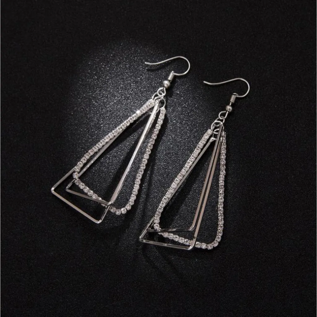Женские серьги золотого и серебряного цвета, модные геометрические трехмерные Треугольные металлические циркониевые висячие серьги ewelry@ EH