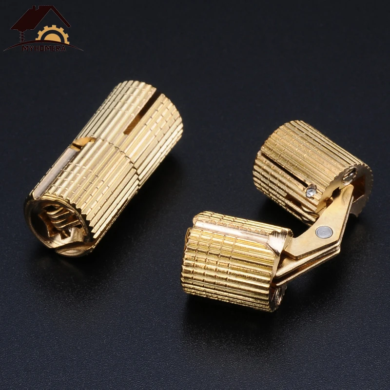 

Myhomera 4Pcs 14*31mm Copper Barrel Hinges Lot Cylindrical Hidden Cabinet Concealed Invisible Brass Hinge Mount Door Furniture
