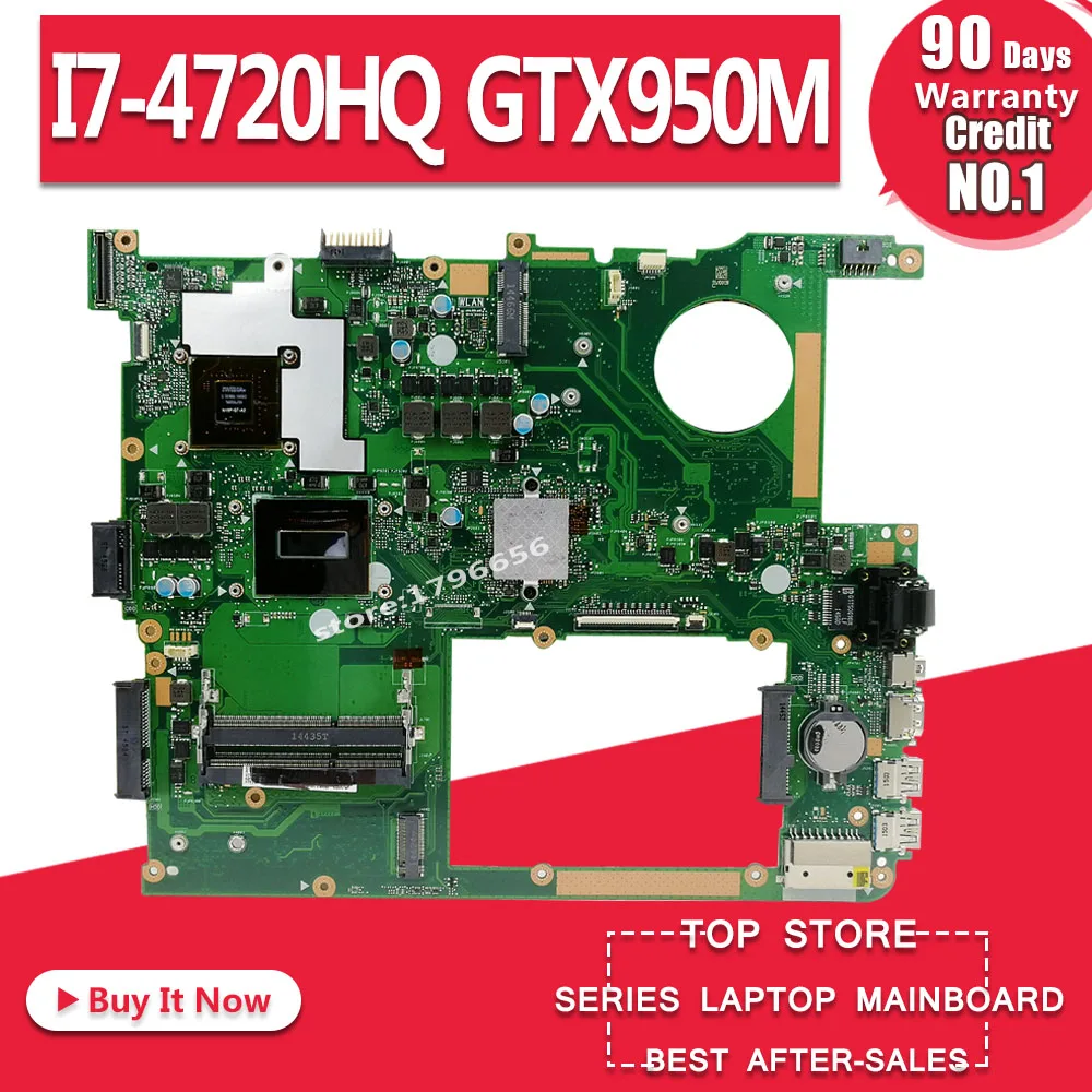  N751JX Laptop motherboard for ASUS N751JX N751JK N751J N751J Test original mainboard LVDS/EDP I7-47