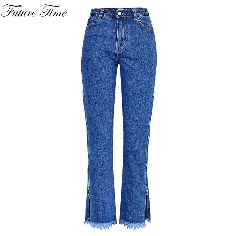 Jeans Women High Waist Tassel Ankle Length Pants Straight