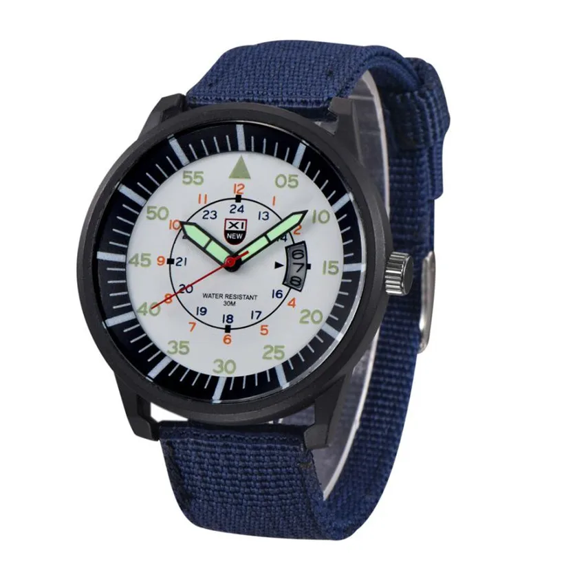 Военные мужские кварцевые армейские часы с черным циферблатом, роскошные спортивные наручные часы 80619 - Цвет: Blue