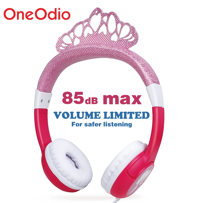 Oneodio новые модные розовые 85db женские наушники с короной принцессы 3 5 мм