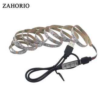 

SMD 2835 3528 USB LED Strip 50CM 1M 2M RGB DC 5V LED String Lamp IP20 IP65 Flexible Tape with Mini 3key/17key Remote Controller