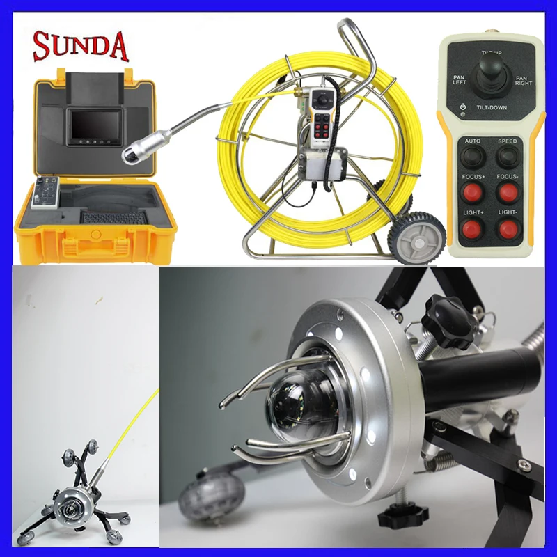 

Robot pipes 360 degree rotate plumbing camera with 7 inch monitor Rotatable Reel Pushrod for Pipe Inspection Camera