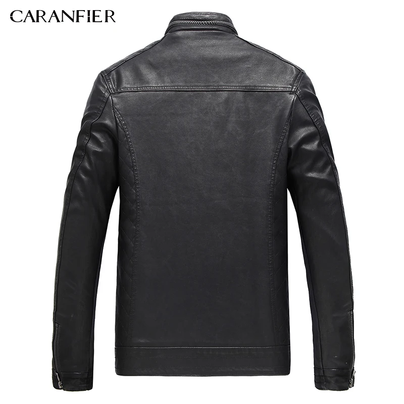 CARANFIER 2017 зимняя мужская повседневная кожаная куртка Высококачественная PU модная