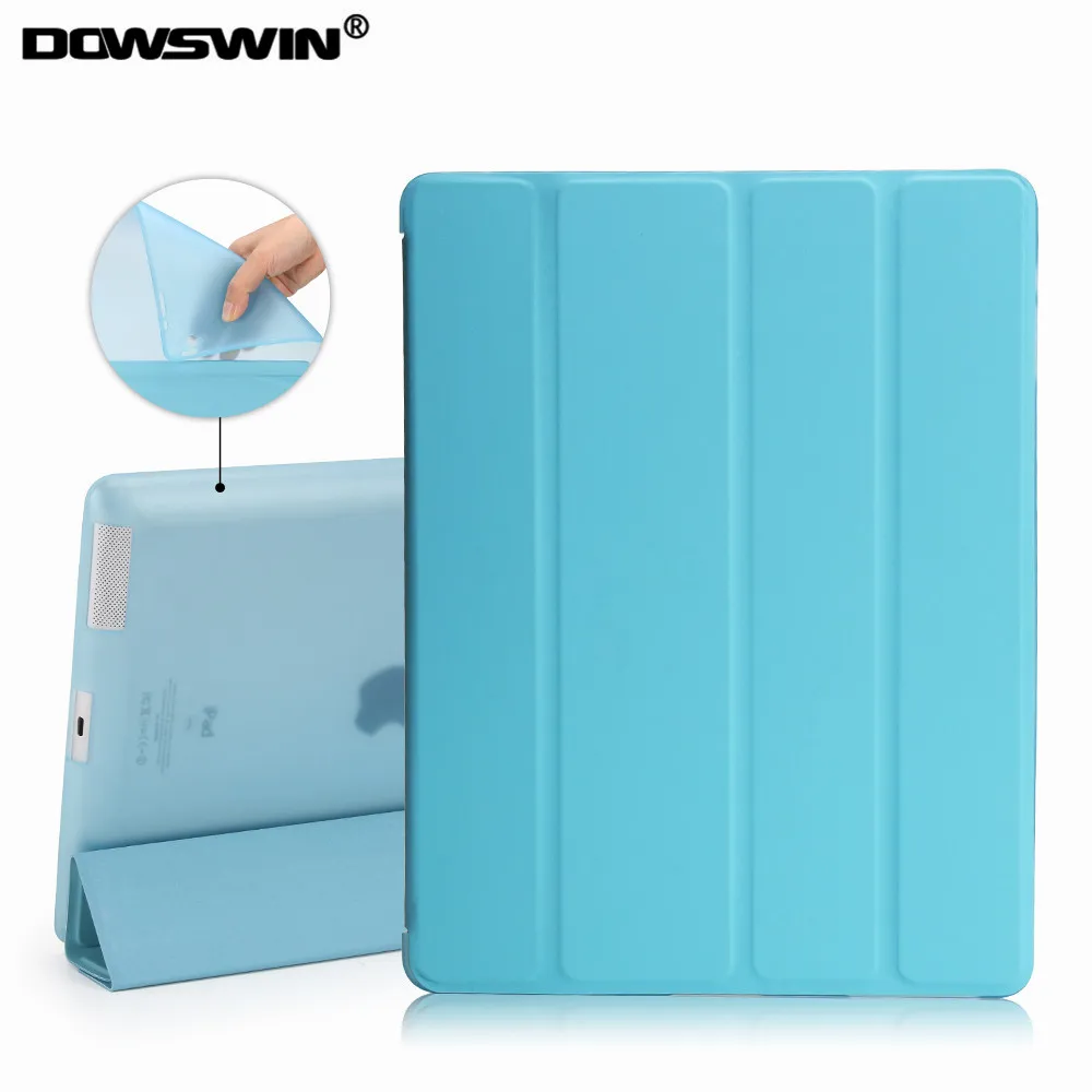 Чехол dousswin для ipad 2, 3, 4 из искусственной кожи Модный Магнитный 4-fold wake smart cover чехол tpu можно увидеть логотип мягкий для ipad 2/3/4 чехол s - Цвет: blue for ipad 2 case