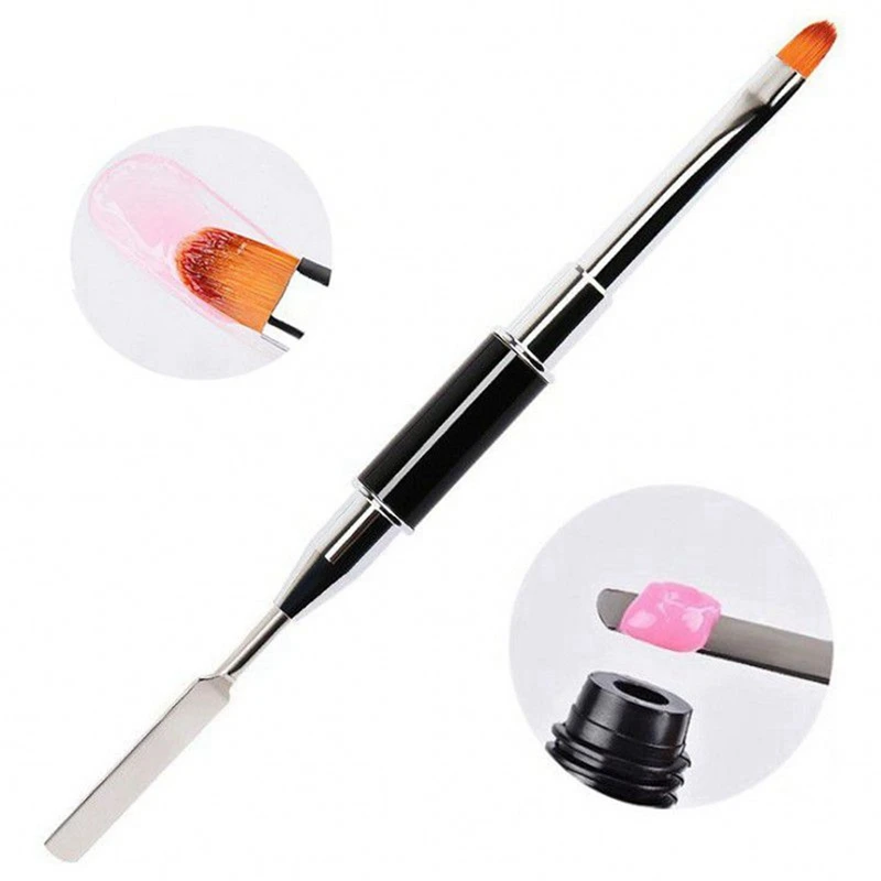 

1pc UV PolyGel Poly Gel Nail Brush Dual-Ended Slice Shape Tool For Nail Tips Extension