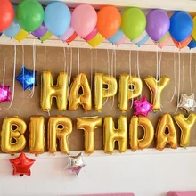 13pcs lot 16inch Gold Happy Birthday Letter Shaped Ballons Air Balloon Foil Inflatable Balloons Children s
