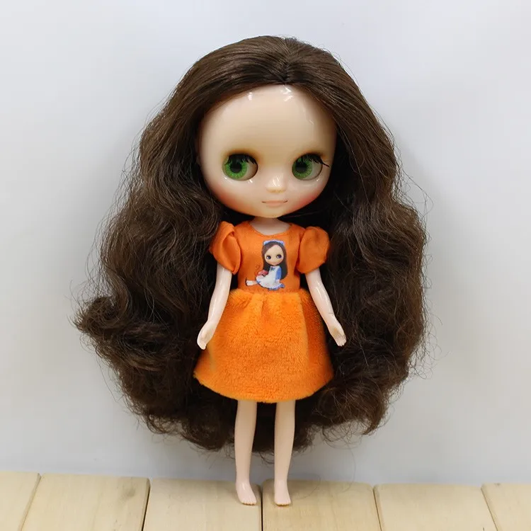 

Fortune Days Nude Factory Middle Blyth doll Dark Brown hair with bangs/without bangs suitable for change toy white skin Neo