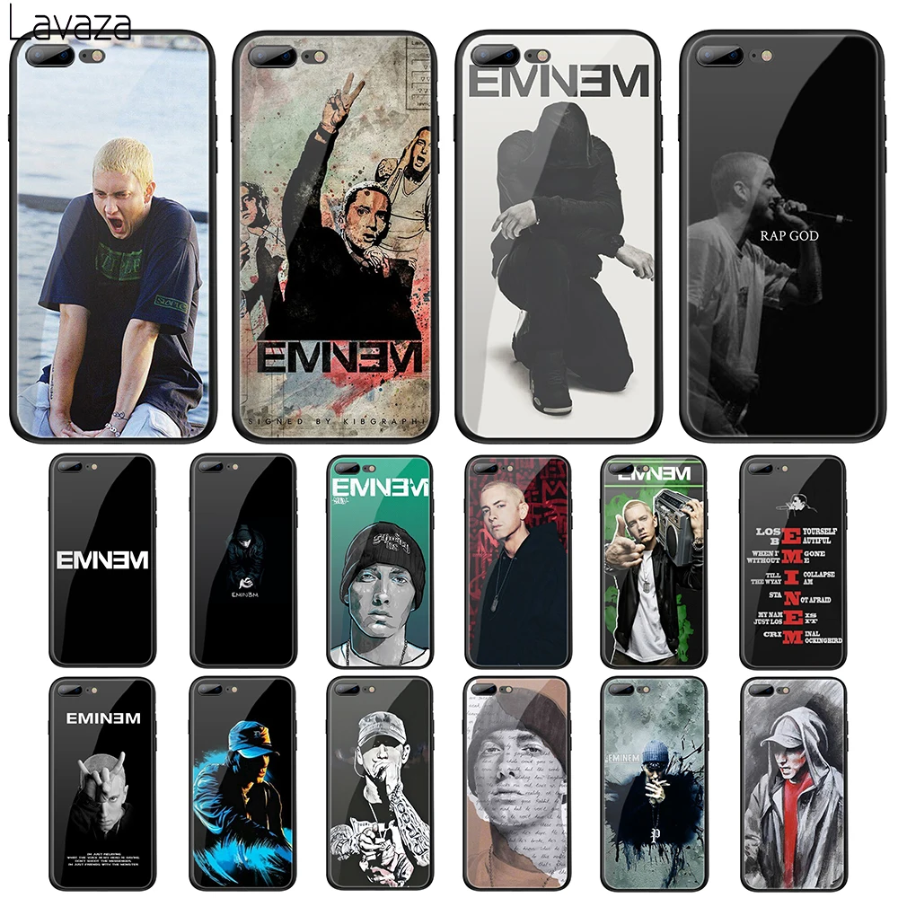

Lavaza Eminem Tempered Glass Case for Apple iPhone 6 6s 7 8 Plus X 5 5S SE Cover for iPhone XS Max XR