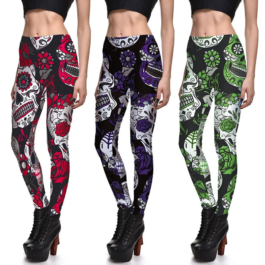 Skull Print Leggings Yoga Pants Women 