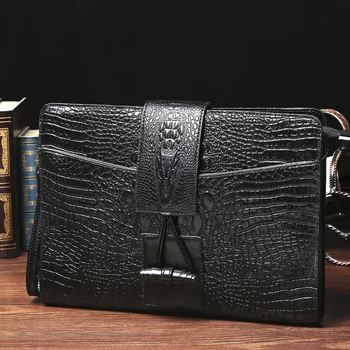 

2018 New Leather Men Clutch Bag Casual Large Capacity Purse Business File Folder Bag Men Portable Office Supplies Organizer Bags
