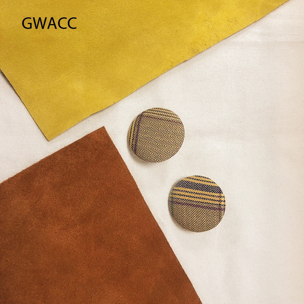 

GWACC Plaid Striped Stud Earrings For Women Button Shape Round Big Earrings Colorful Geometric Personality Fashion Jewelry Gift