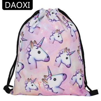 

DAOXI 3D Printed Unicorn Drawstring Bags Fashion Casual Women Travel for School Backpacks DXSKD-90