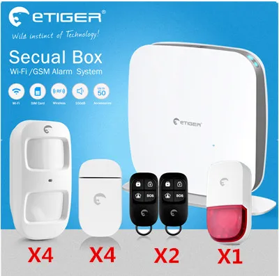 

V2 Etiger Wifi Alarm System GSM Wifi Security Alarm system Communication by Wi-Fi and/or SIM card Control by App