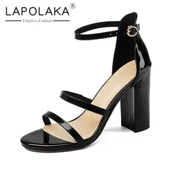 Lapolaka/2019 шикарная пикантная женская обувь из лакированной кожи на высоком каблуке, сандалии для вечеринок, классические элегантные женские