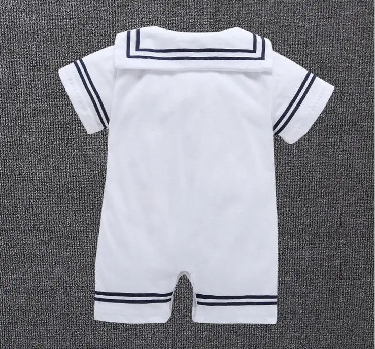 Newborn baby clothes White Navy Sailor uniforms summer baby rompers Short sleeve one-pieces jumpsuit baby boy girl clothing Newborn Sailor Romper Girls Boy Costume Anchor