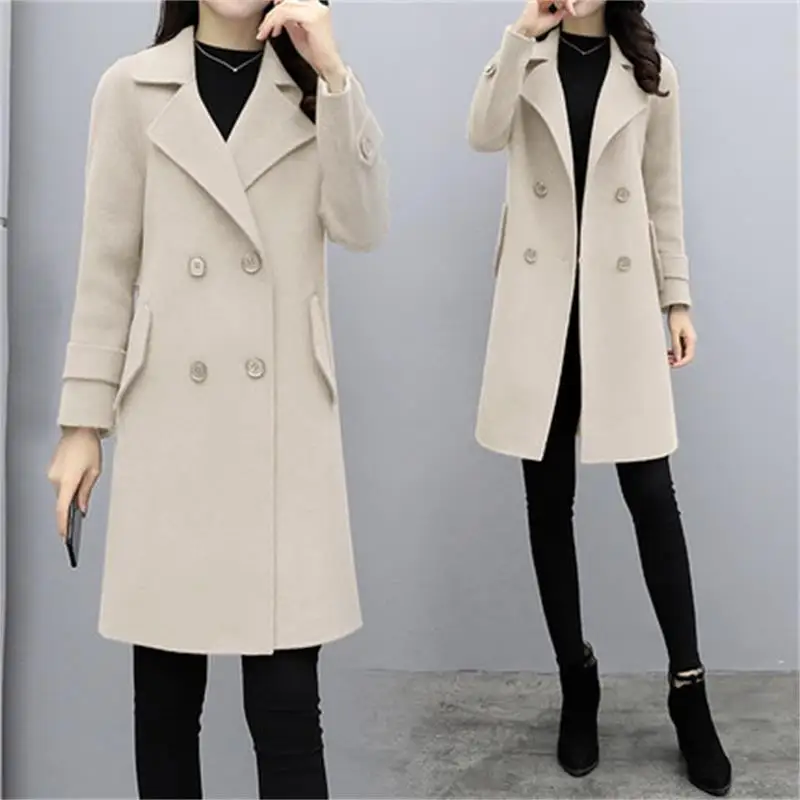 

Winter woolen coat long section of female Korean fashion wild Slim new autumn and winter woolen coat female tide