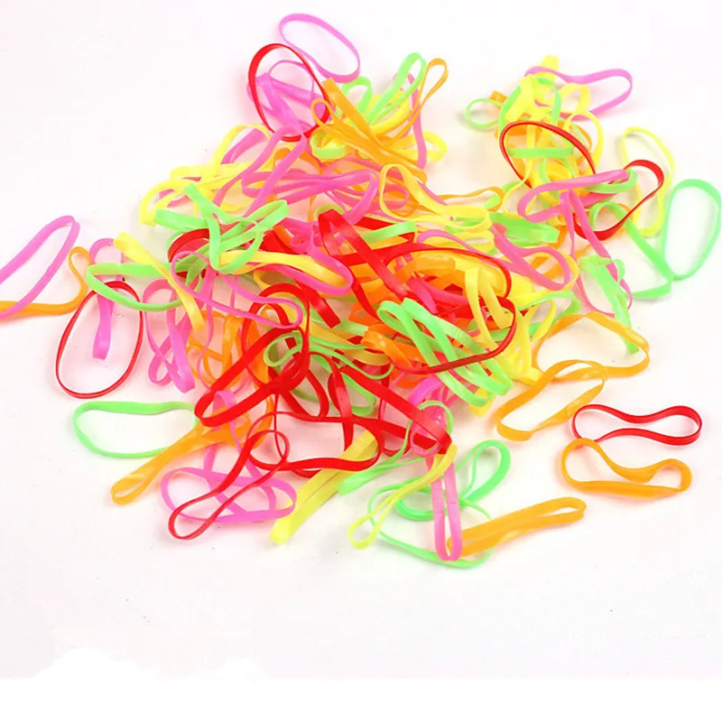 

300pcs/pack Rubber Rope Elastic Hair Bands Ponytail Holder Ties Braids Plaits Hair Clip Hair Accessories 6 colors