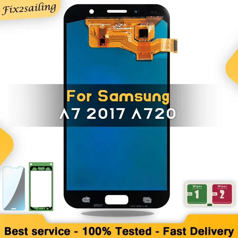 

Super AMOLED LCD Display For Samsung Galaxy A7 2017 A720 A720F SM-A720F Lcd Screen Replacement Tested Working Digitizer Assembly