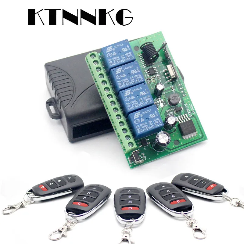Car Tail Plate Remote Switch Truck Tailgate Control 433Mhz AC/DC12V 24V10A 4CH Wireless Relay