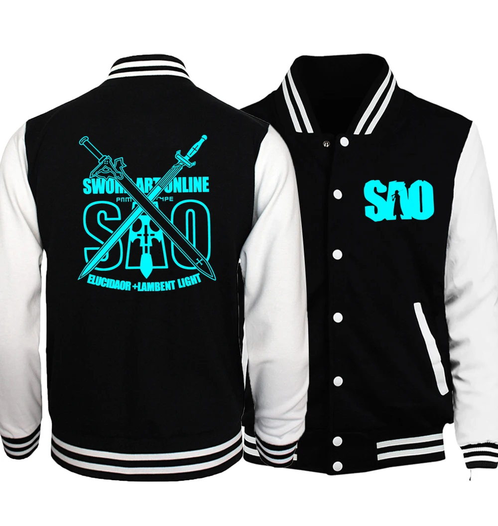 Плюс размер аниме меч искусство онлайн S.A.O мужские пальто весна мода Наруто Uzumaki мужские куртки Slim Fit бейсбольная куртка S-5XL - Цвет: Black white