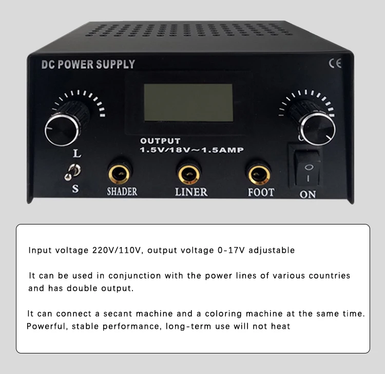 Горячая татуировки lcd цифровой двойной выход питания Высокое качество Черный источник питания для татуировки наборы машины