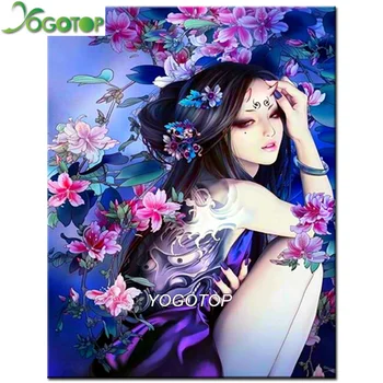 

YOGOTOP DIY Diamond Embroidery Flower Fairy Girl 5D Diamond Painting Cross Stitch Kits Full Diamond Mosaic Home Decoration VD276