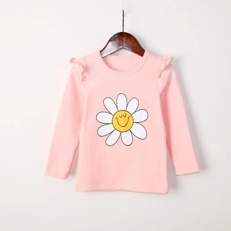 Toddler Girl T shirt Long Sleeve Flowers Printed T shirt