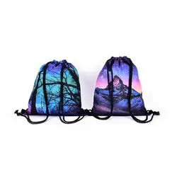 1 шт. многоцветный уникальный узор 3D Печать Drawstring сумки рюкзак хорошее качество рюкзак Для женщин Mochilas Для женщин рюкзак